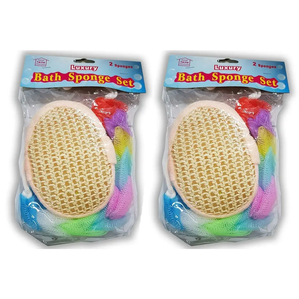 4pc Better Home Bathroom Essentials Luxury Bath Sponge/Loofah Clean Scrubber Set - Beauty