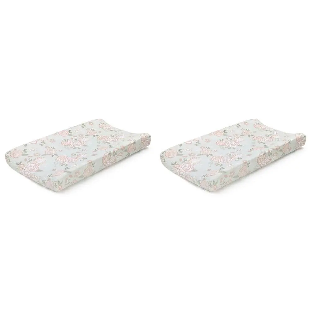 2x The Peanutshell Baby Polyester Changing Pad Cover Sleeve Vintage Floral 81cm
