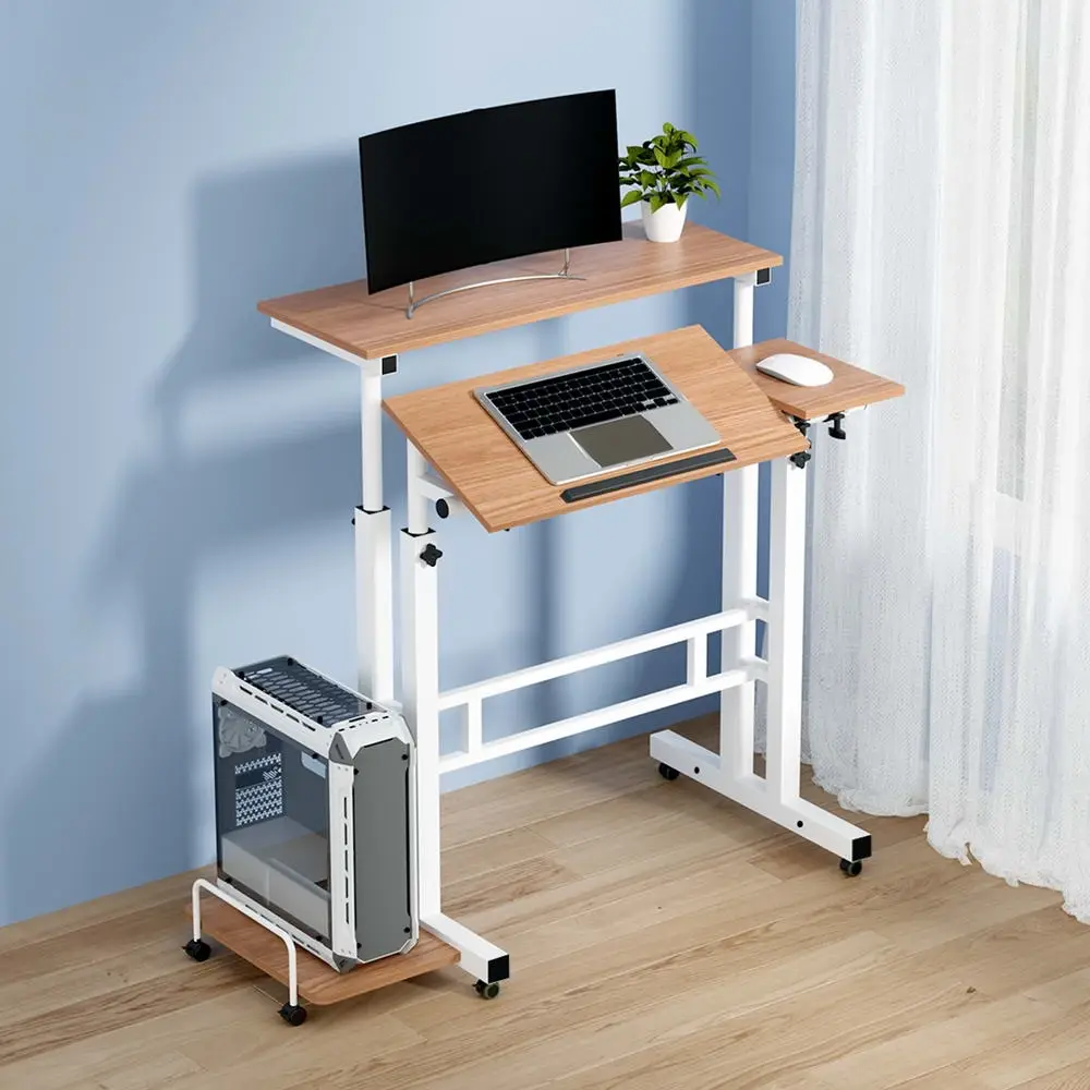 Artiss Laptop Desk Table Adjustable Light Wood 80CM - Furniture