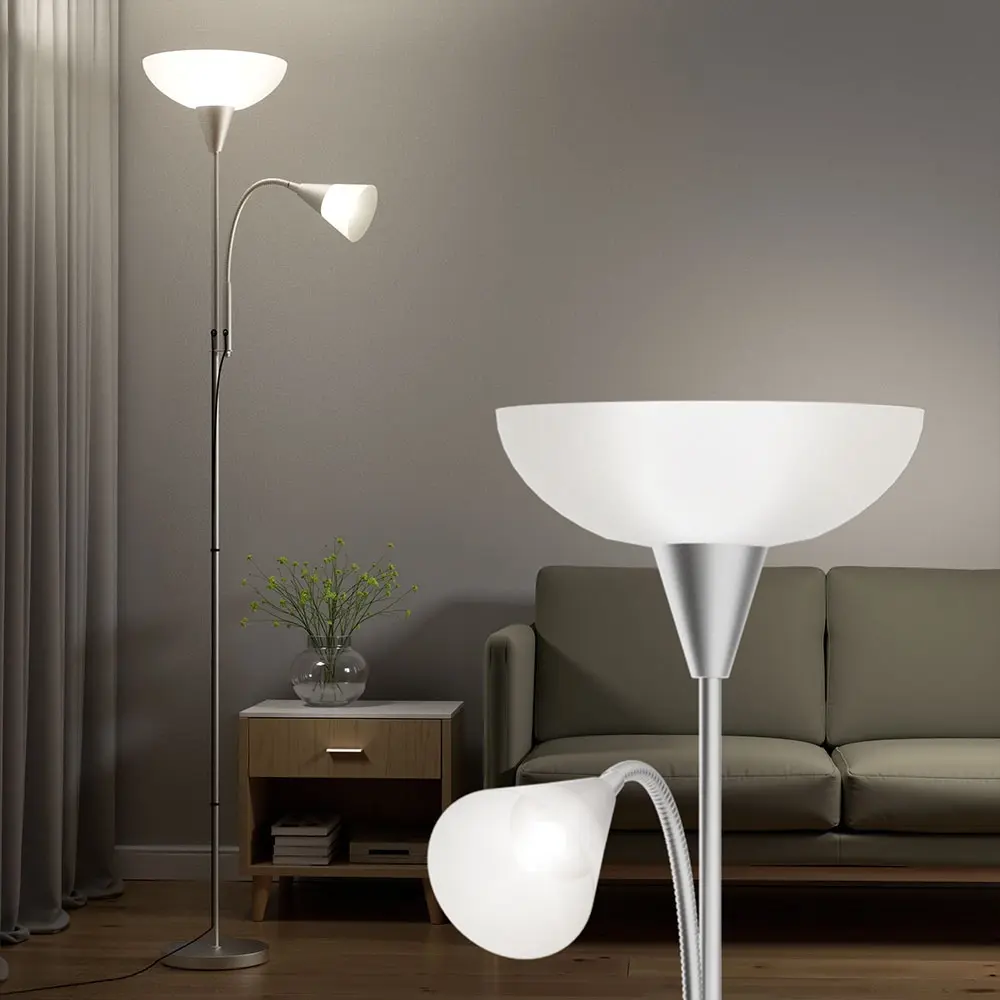 Artiss Floor Lamp Mother and Child Modern Home Living Room Office Reading Silver - Home & Garden
