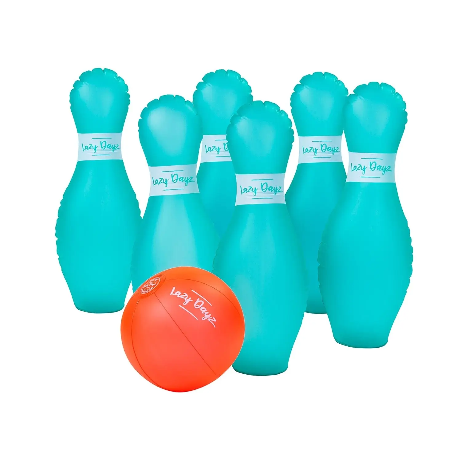 7 Pcs Lazy Dayz Pool Beach Inflatable Bowling Set Toy - Toys & Games
