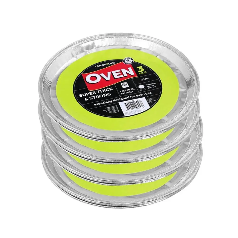 12PK Lemon & Lime Foil Pizza Tray 31cm Round Shelf Ready Home Oven BBQ Cookware - Home & Garden