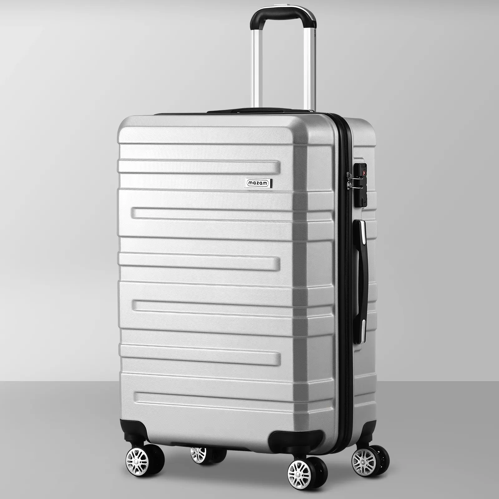 Mazam 28" Luggage Suitcase Trolley Set Travel TSA Lock Storage Hard Case Silver - Fashion