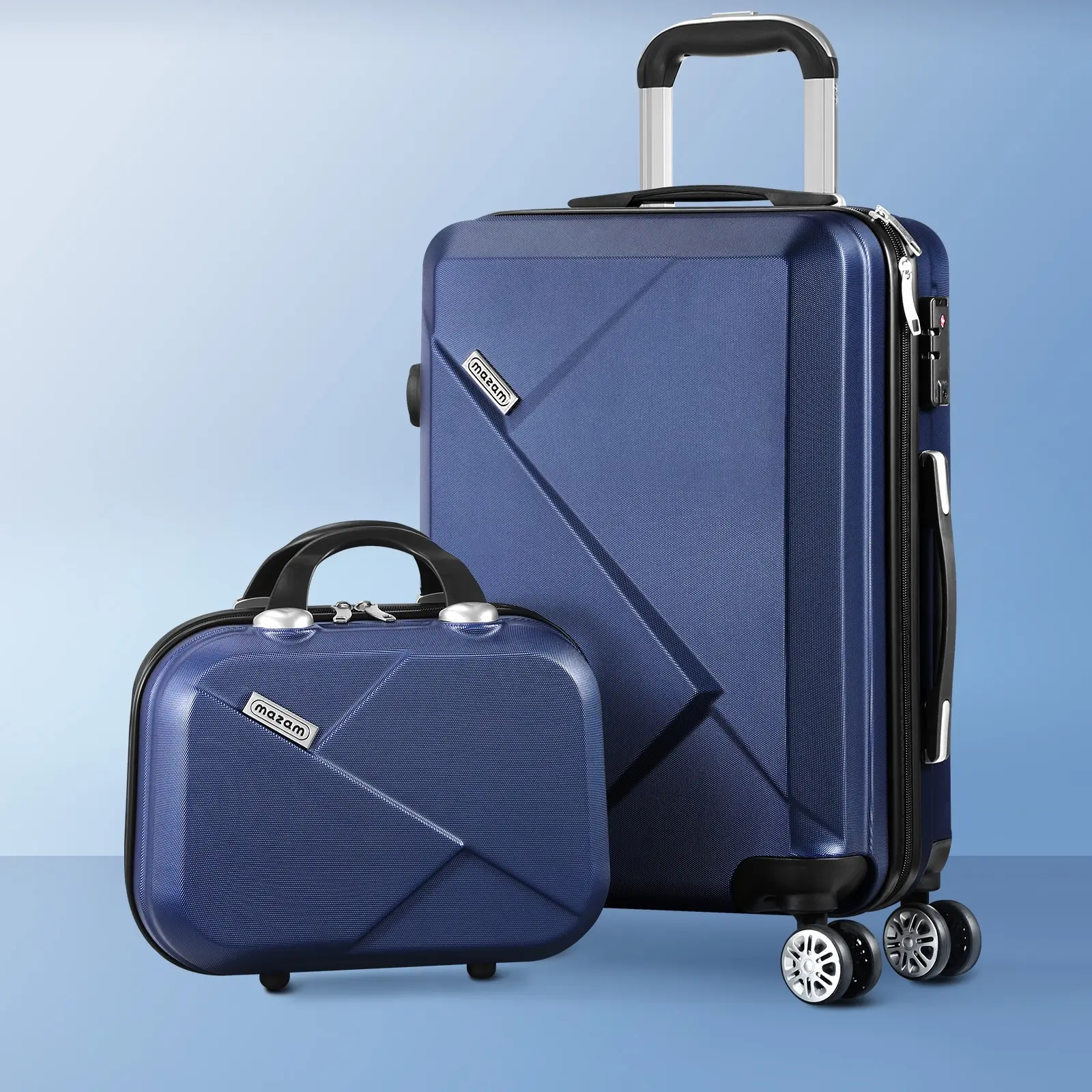 Mazam 2PCS Luggage Suitcase Trolley Set Travel TSA Lock Storage Hard Case Navy - Fashion