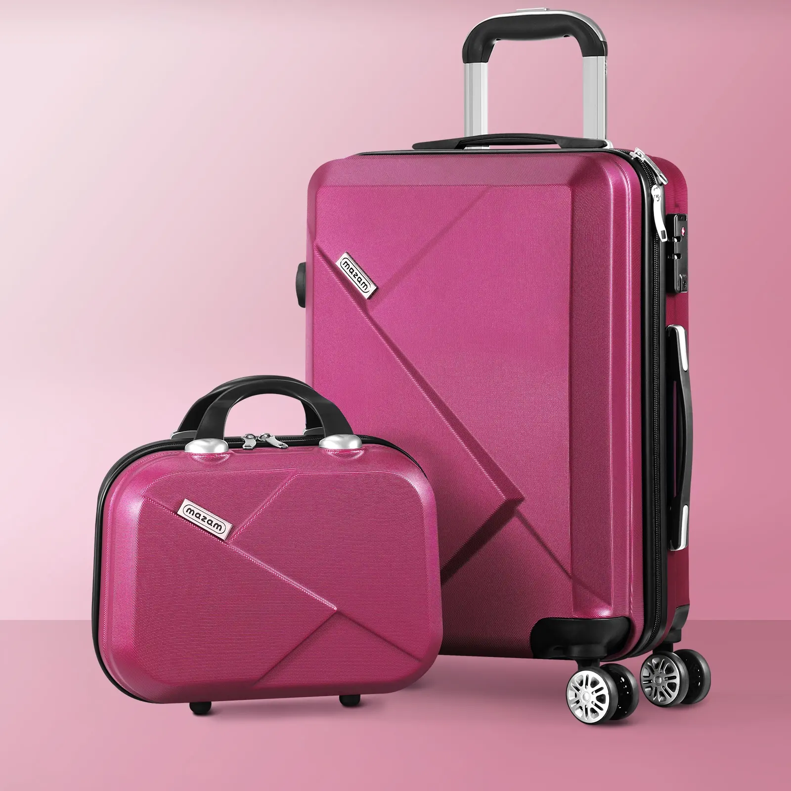 Mazam 2PCS Luggage Suitcase Trolley Set Travel TSA Lock Storage Hard Case Rose Gold - Fashion