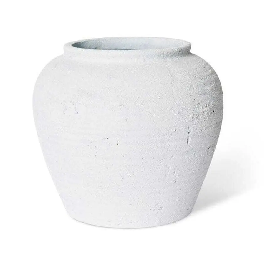 E Style Bexley 43cm Ceramic Plant Pot Round Home Decorative Planter White - Home & Garden