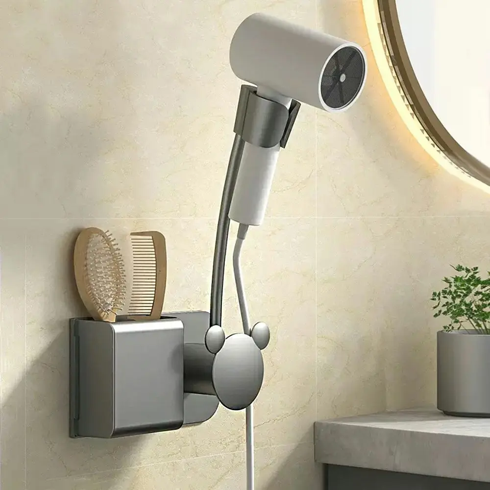 Bathroom Storage Hook Punch-Free Shelves Hair Dryer Rack Hair Dryer Holder