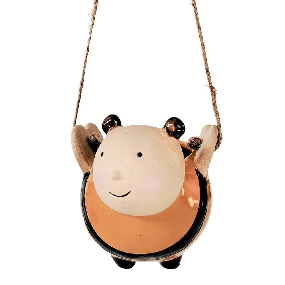 Urban Products Bee Themed Pot Hanging Planter Home Garden Decor Yellow 12cm - Home & Garden