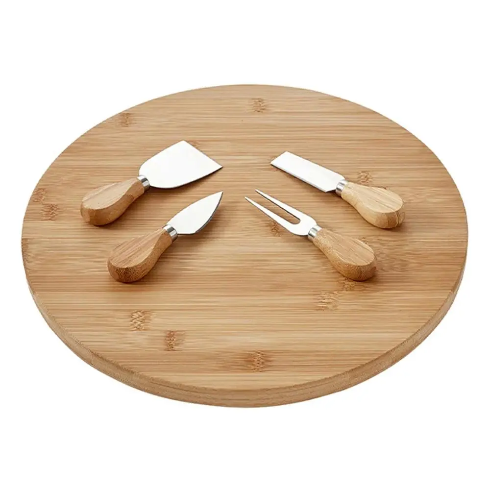 Ladelle 35cm Tempa Fromagerie Spinning Bamboo Cutlery Cheese Board Serving Set - Home & Garden