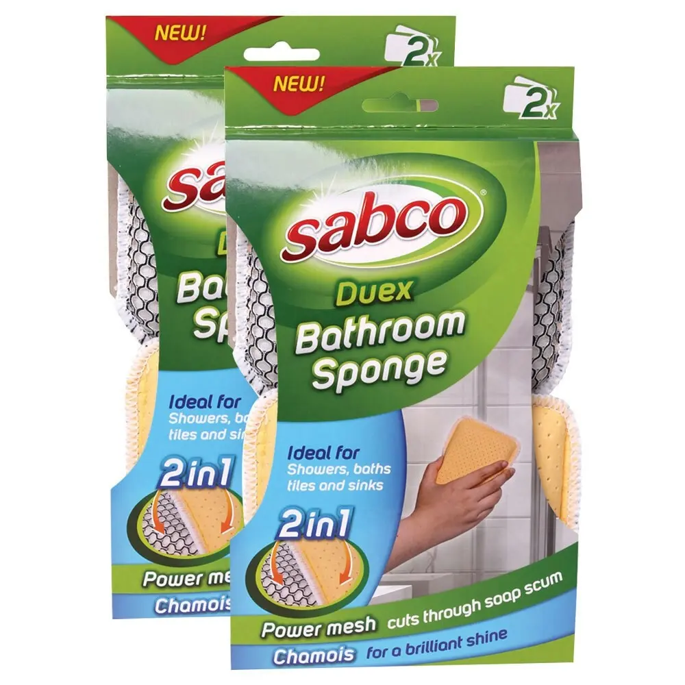 2x 2pc Sabco Duex Bathroom/Shower/Sink Mesh Soap Scum Sponge/Scrub Cleaning Pad - Home & Garden