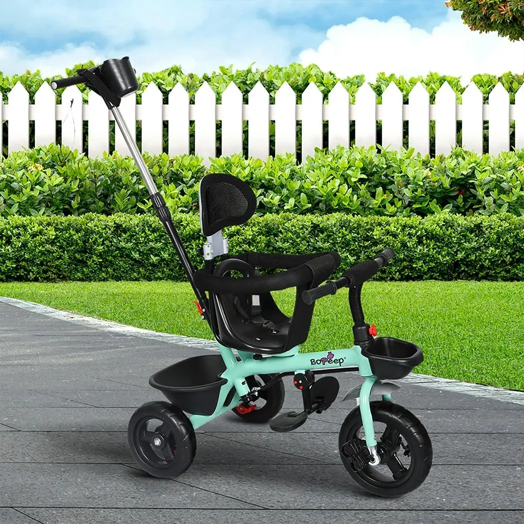 BoPeep Kids Tricycle Ride On Trike Toddler Balance Bike Prams Stroller Green - Toys & Games