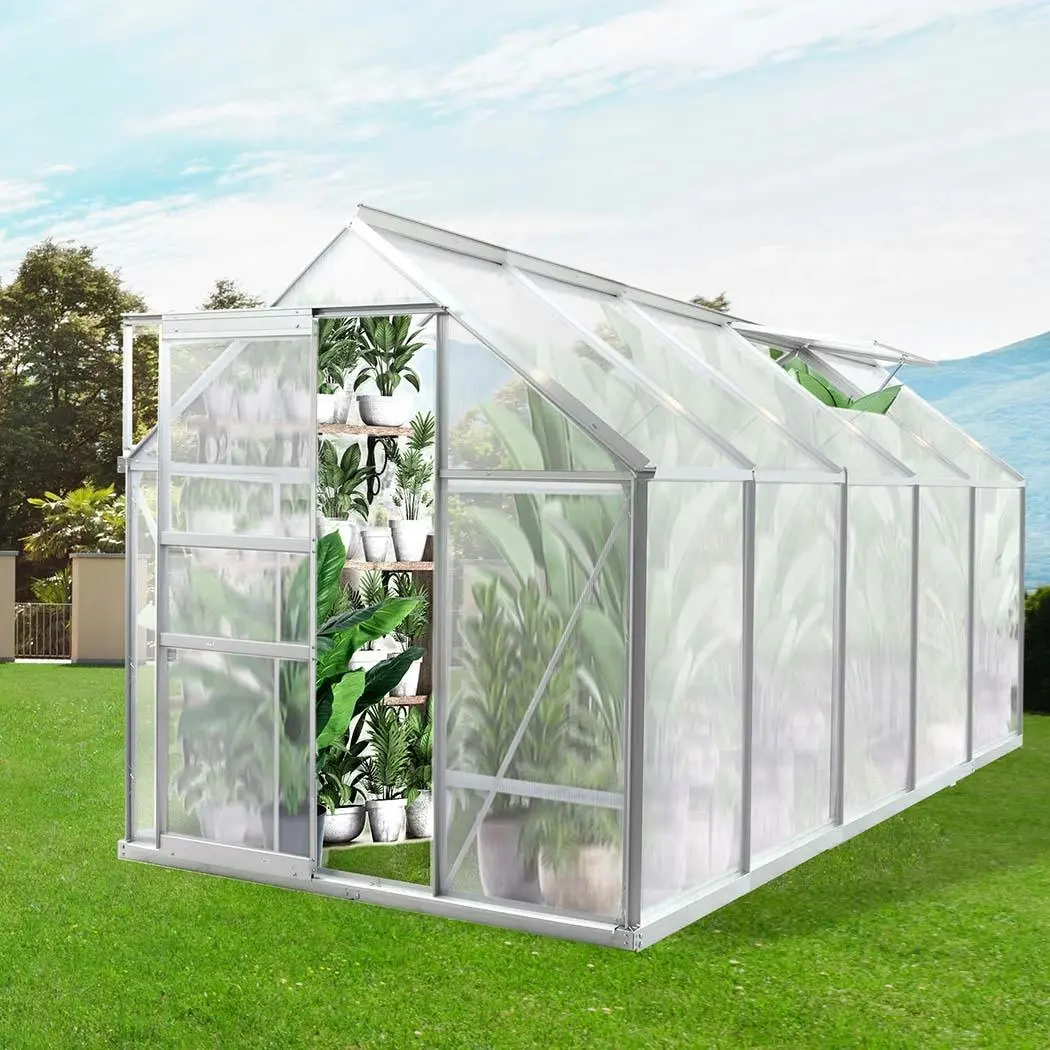 Lambu Greenhouse Aluminium Walk In Green House Garden Plant Shed 3.16x1.9x1.95 - Home & Garden