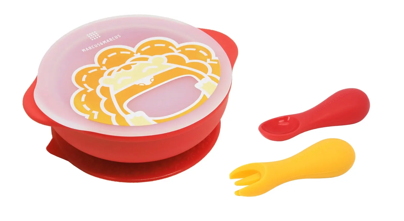 3pc Marcus & Marcus Toddler First Self Feeding Bowl/Cutlery Set Marcus Lion 12m+ - Baby