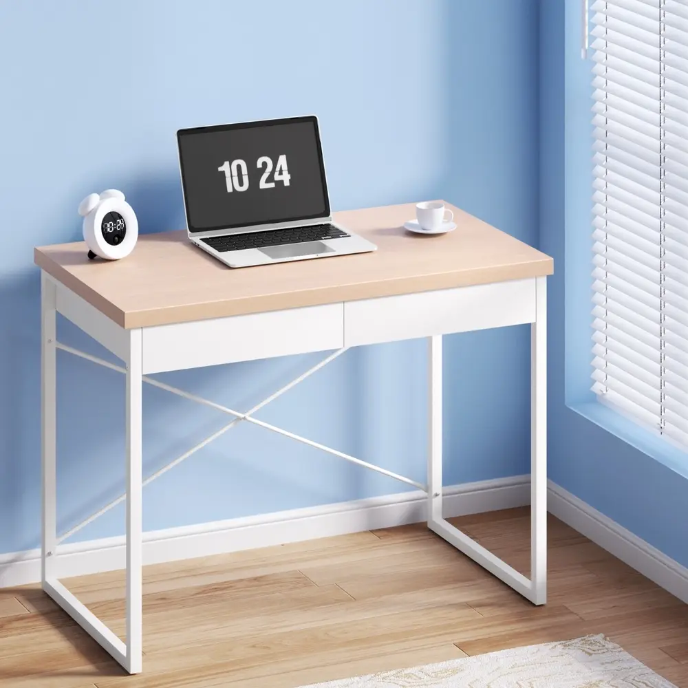 Artiss Computer Desk Drawer Storage Oak 100CM - Furniture