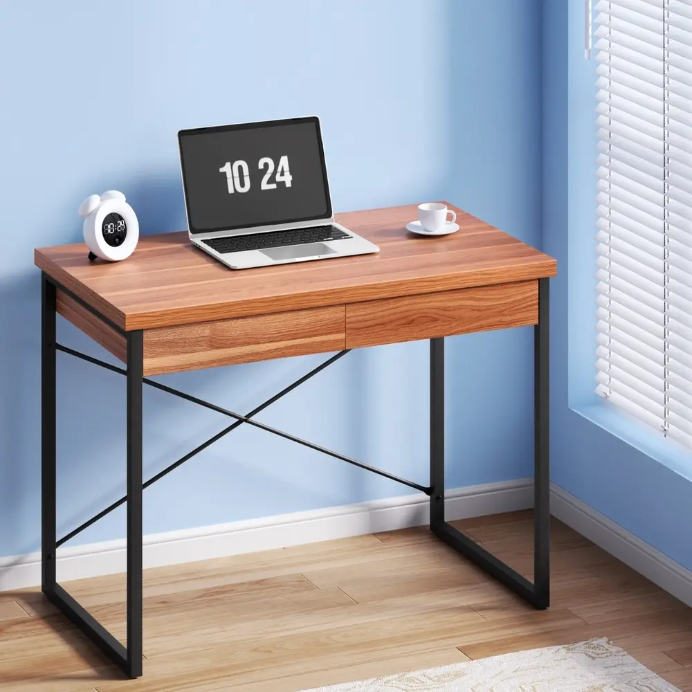 Artiss Computer Desk Drawer Storage Walnut 100CM - Furniture