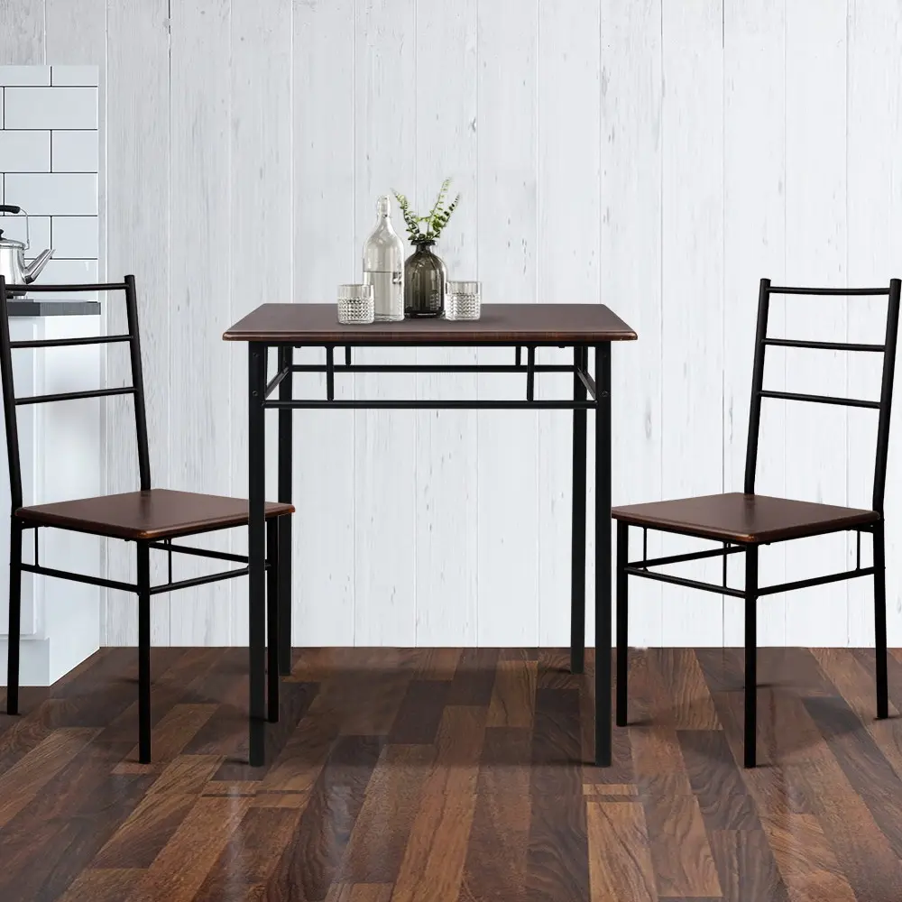 Artiss Dining Table And Chairs Set fo 3 Walnut - Furniture
