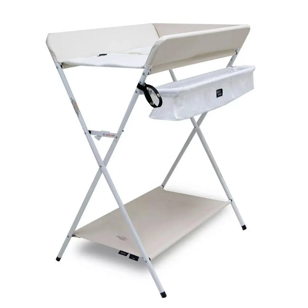 Valco Baby Pax Plus 77cm Changing Table w/ Storage Shelf/Harness/Mat 0m+ Ivory - Furniture