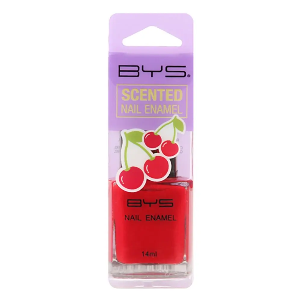 BYS Scented Cherry Nail Polish Enamel Lacquer Gloss Lasting Quick Dry 14ml Red - Beauty