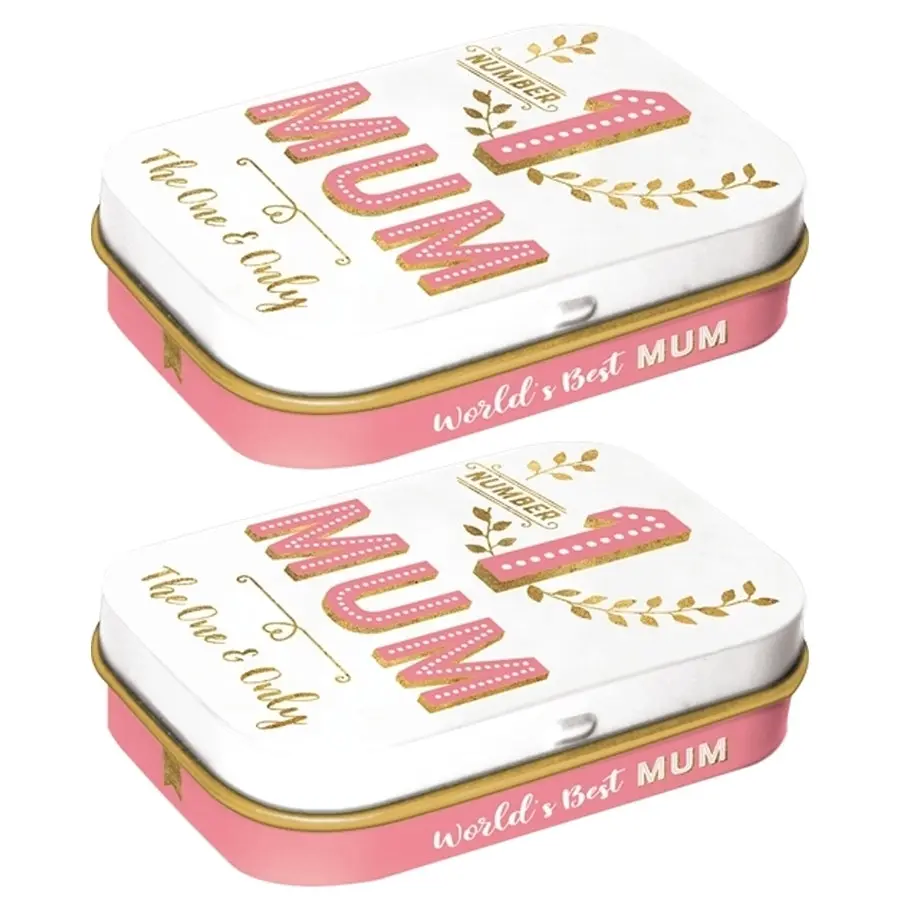 2x Nostalgic Art 6cm Metal Tin Mint Box Number 1 Mum Fresh Breath Candy Mints - Groceries