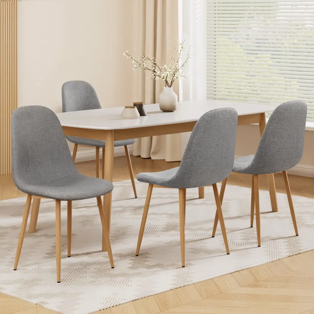 Artiss Dining Chairs Set of 4 Linen Curved Slope Grey - Shop Dining Chairs & Bar Stools