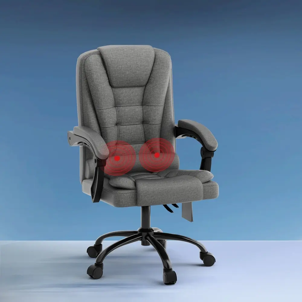 Artiss 2 Point Massage Office Chair Fabric Black - Furniture