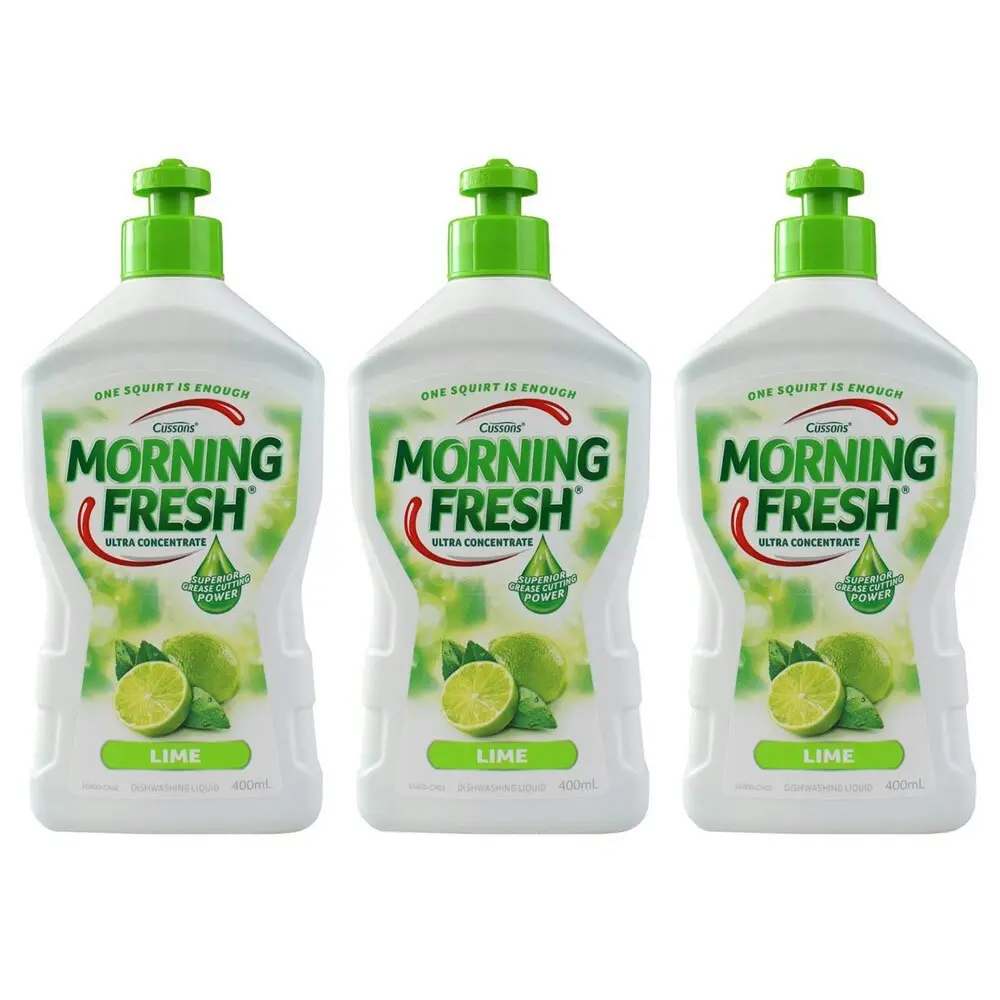 3x Morning Fresh 400ml Dishwashing Liquid Ultra Concentrate Dish Cleaning Lime - Home & Garden