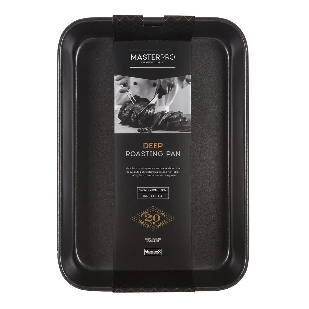 MASTERPRO NON STICK DEEP ROASTING PAN 40 x 28 x 7.5cm - Home & Garden