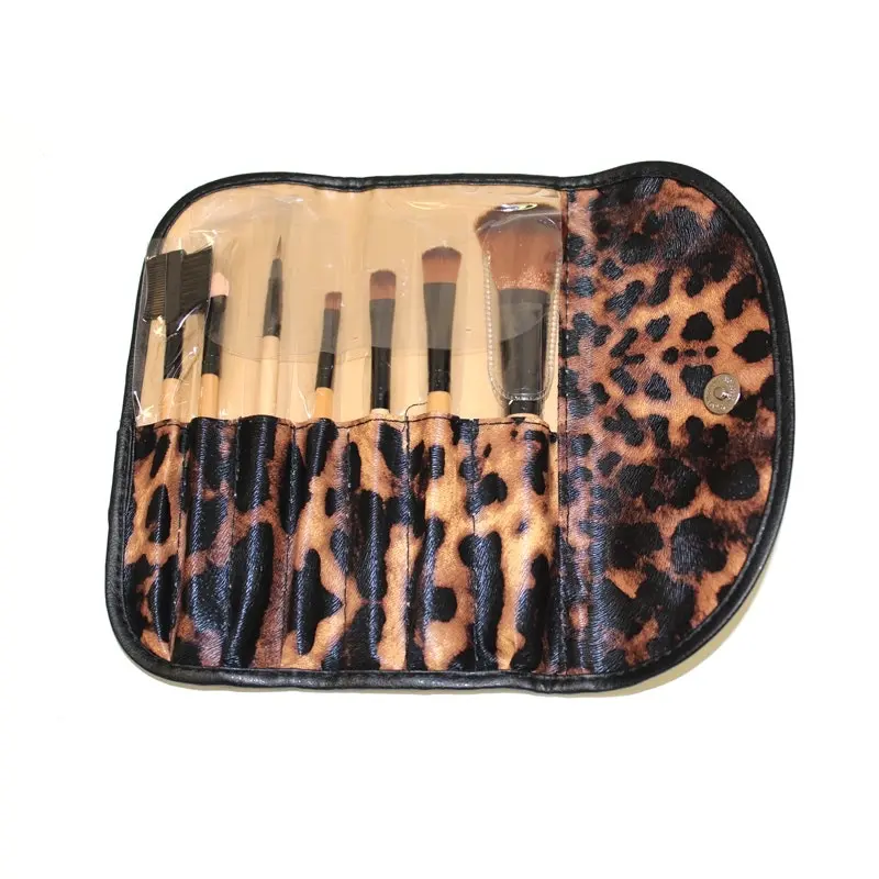 7 Piece Professional Makeup Brush Set + Carry Case Bag Leopard Print - Beauty