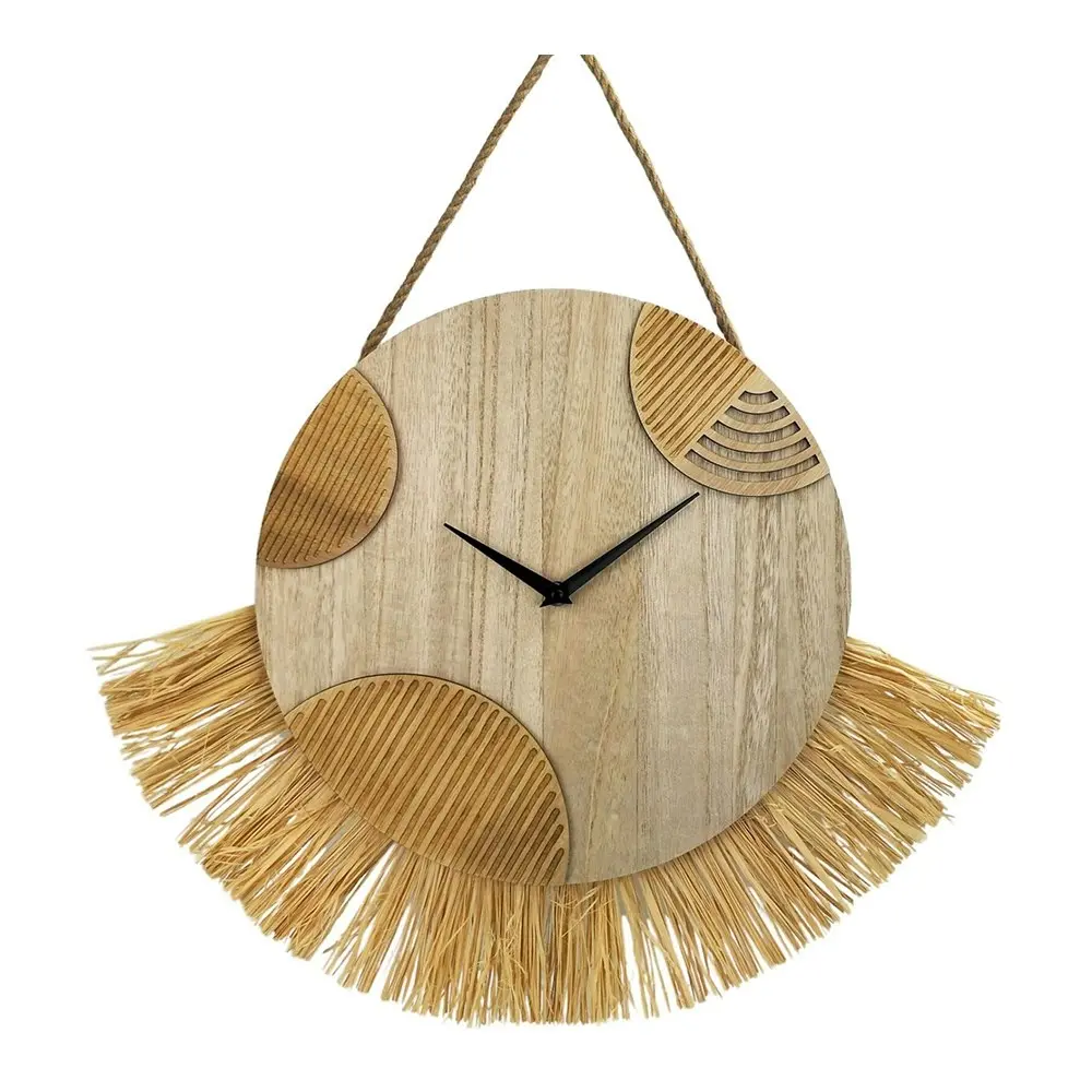Urban Kiana Fringe 53cm Wall Clock Analogue Hanging Room/Home Decor Natural - Home & Garden