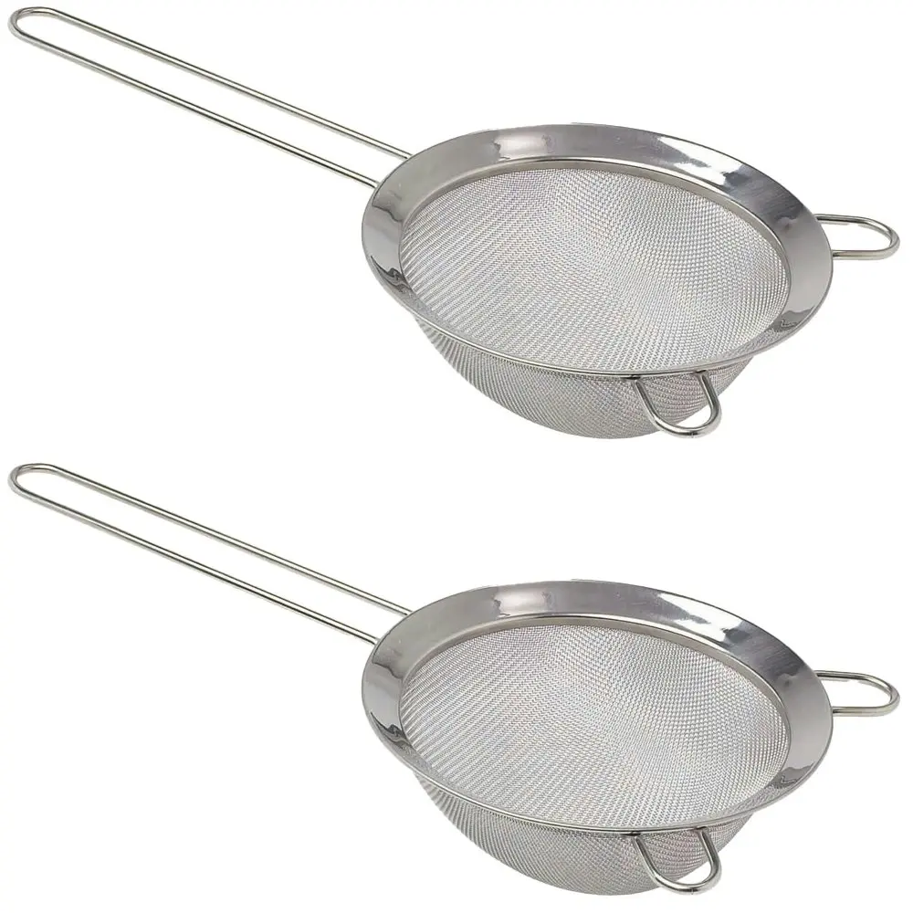 2x Cuisena Stainless Steel 18cm Strainer Pasta/Fruit Drainer w/ Long Handle SLV - Home & Garden