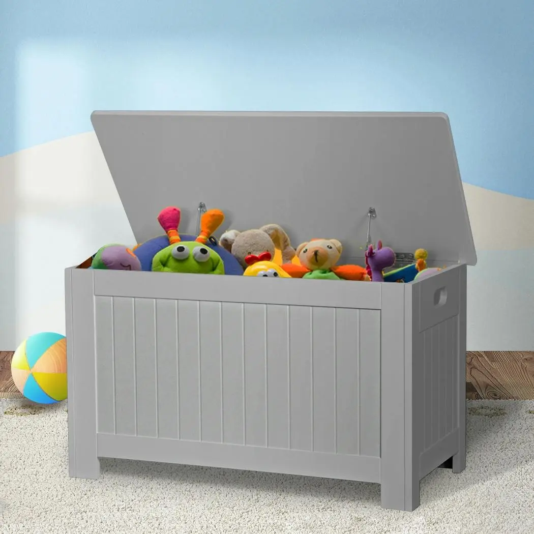 Levede Kids Toy Box Storage Chest Cabinet Container Clothes Organiser Grey - Furniture