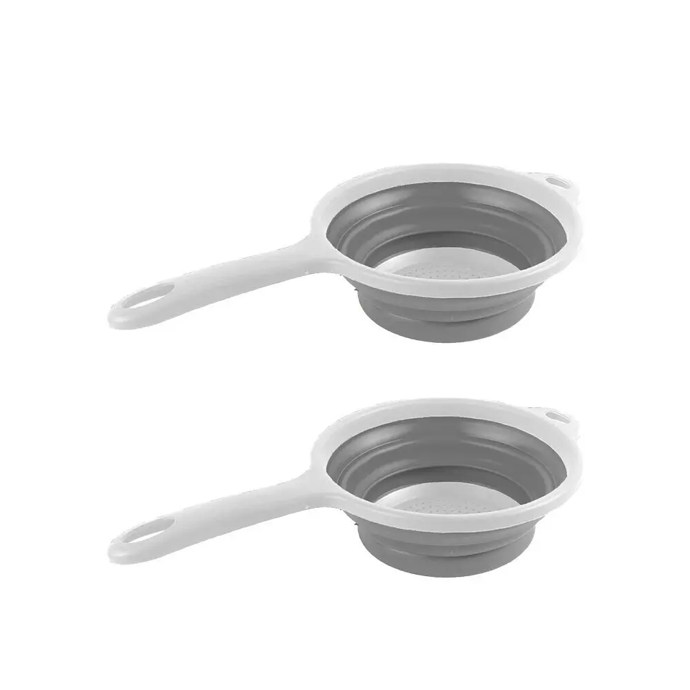 2x Kemasi Collapsible Foldable Kitchen Cooking Colander Food Strainer W/Handle - Home & Garden