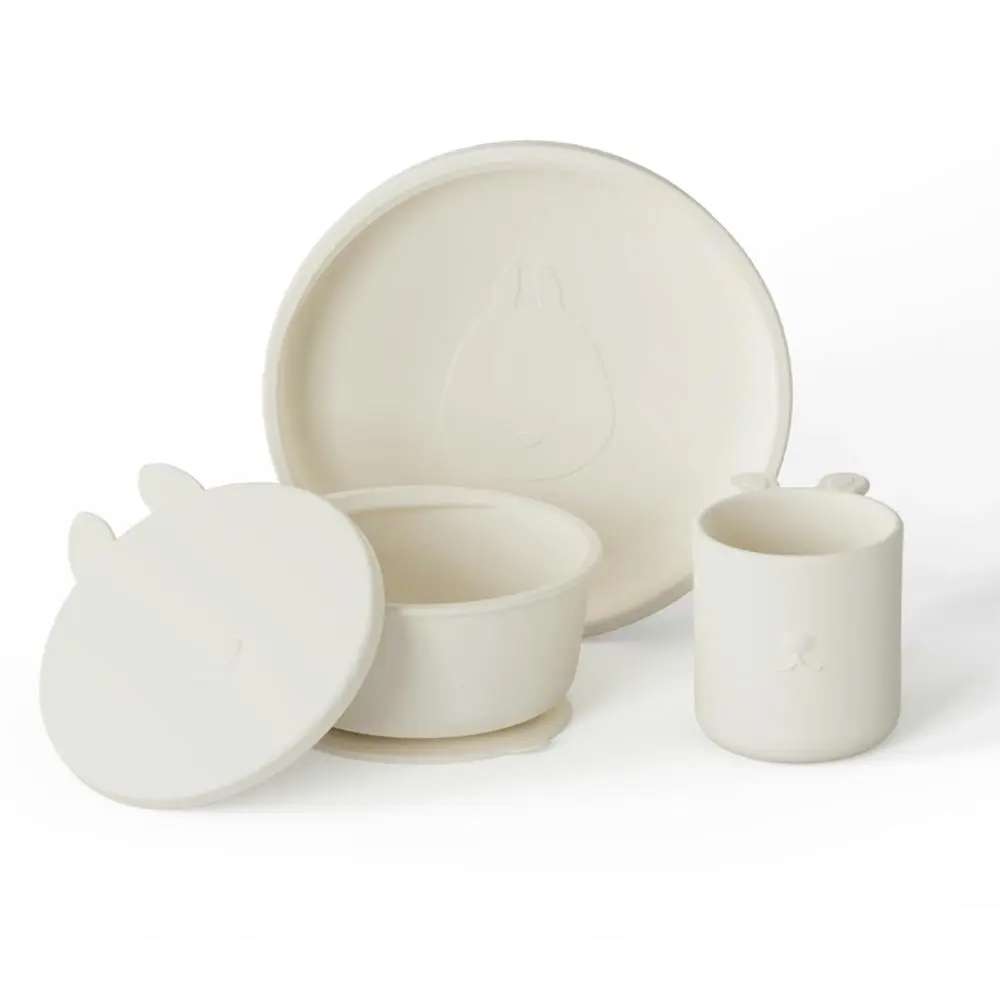 4pc My Pure Silicone Baby/Toddler Suction Meal Feeding Set Pannacotta 6M+