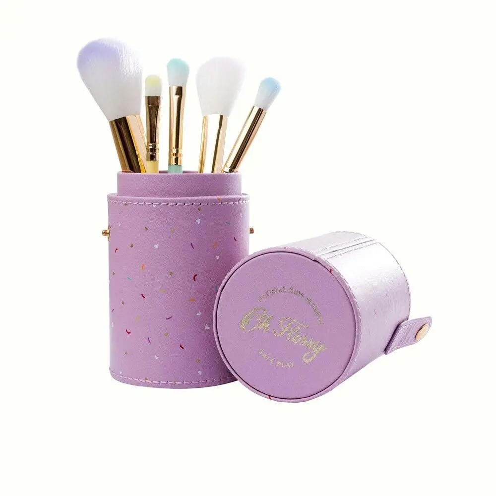 5pc Oh Flossy Rainbow Soft Makeup/Cosmetic Round/Shadow Brush And Case Set 3y+ - Beauty