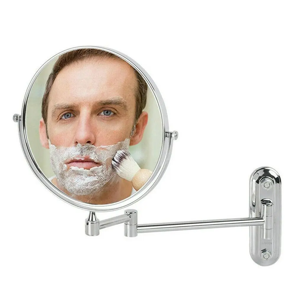8" Wall-Mounted Folding Double-Sided Bathroom Mirror with 5x Magnification