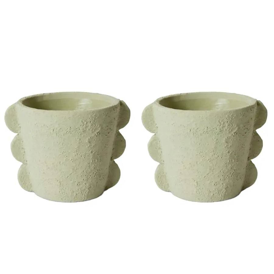 2x E Style Sutton 22cm Cement Plant Pot Flower Planter Holder Home Decor GRN - Home & Garden
