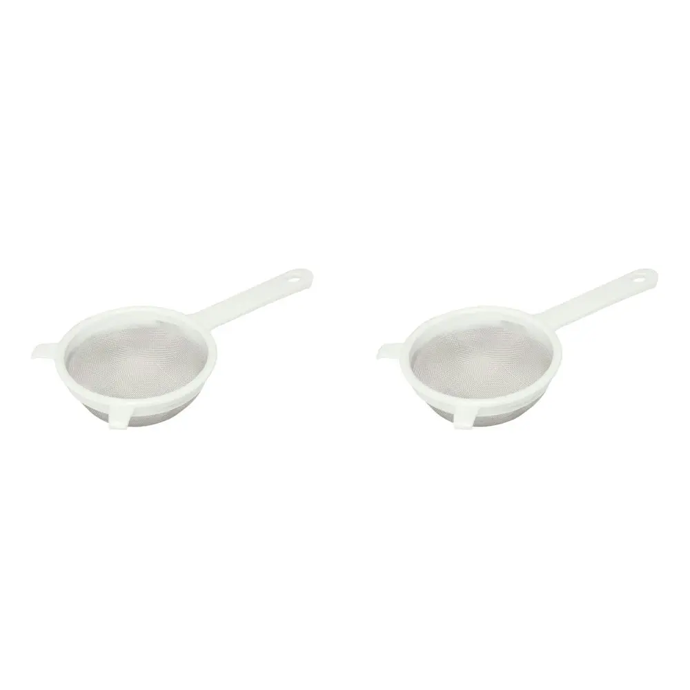 2PK Wiltshire Plastic Fine Mesh Manual Kitchen Sieve Strainer 12.5cm White - Home & Garden