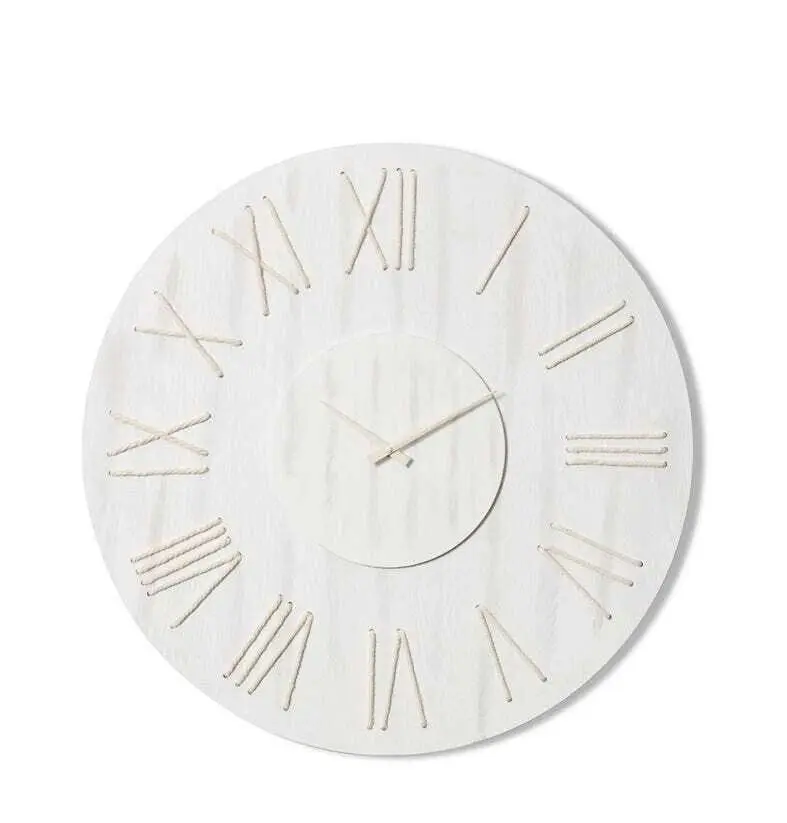 E Style Camden Metal/MDF 68cm Wall Clock Hanging Round Analogue White Wash - Home & Garden