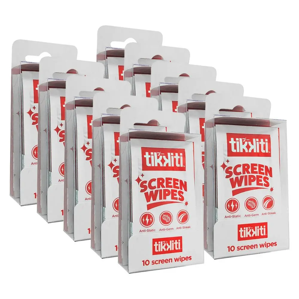 100x Tikkiti Anti-Bacterial Screen Cleaning Wipes/Cloths for Smartphones/Tablets