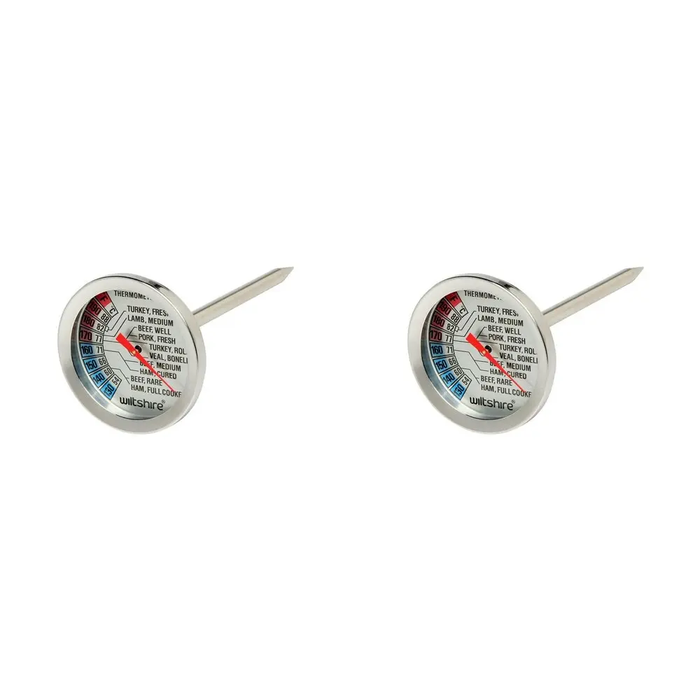 2PK Wiltshire Stainless Steel 5cm Dial Meat Temperature Kitchen Thermometer - Home & Garden