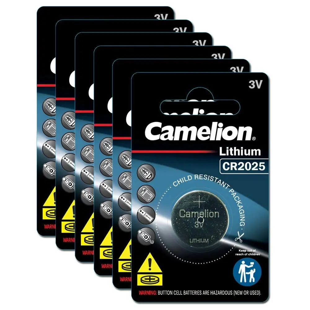 6x Camelion Lithium 2025 Button Cell 3V Batteries For Calculator/Watch/Car Keys - Electronics