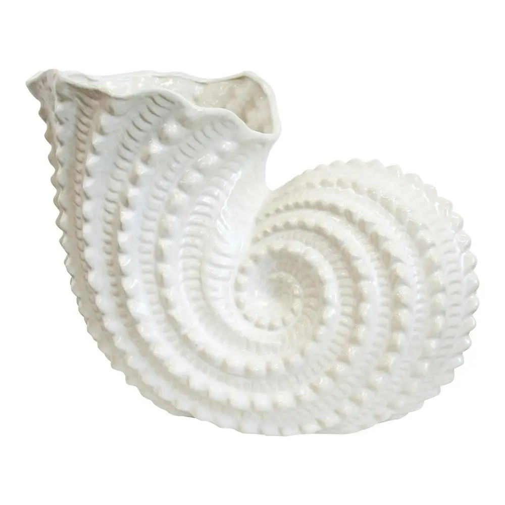 Giant Trumpet Shell Stoneware Ceramic 39.5cm Vase/Planter Flower Decor Ivory - Home & Garden