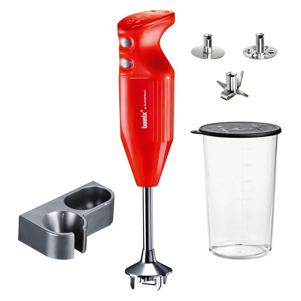Bamix Mono 140W Electric Hand Stick Blender Beat/Shred/Chop Mixer w/Beaker Red - Home & Garden