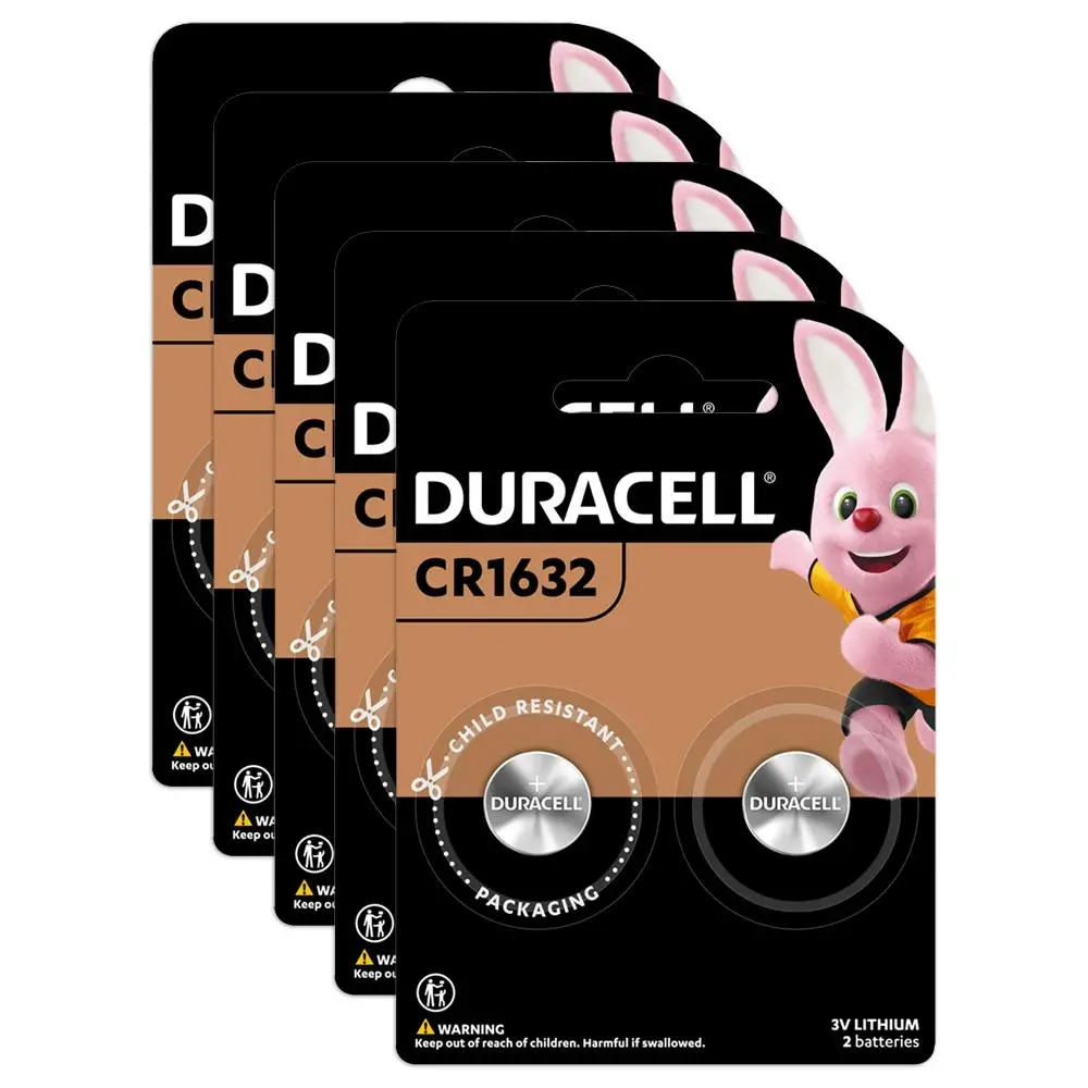 5x 2pc Duracell Specialty 1632 Coin Battery Pack Single Use Batteries - Electronics