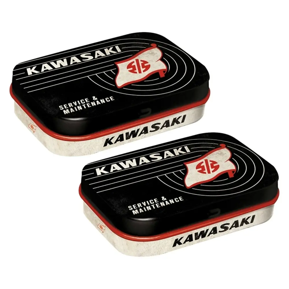2x Nostalgic Art 4x6cm Mint Box Candy Kawasaki Service & Maintenance Tank Logo - Groceries