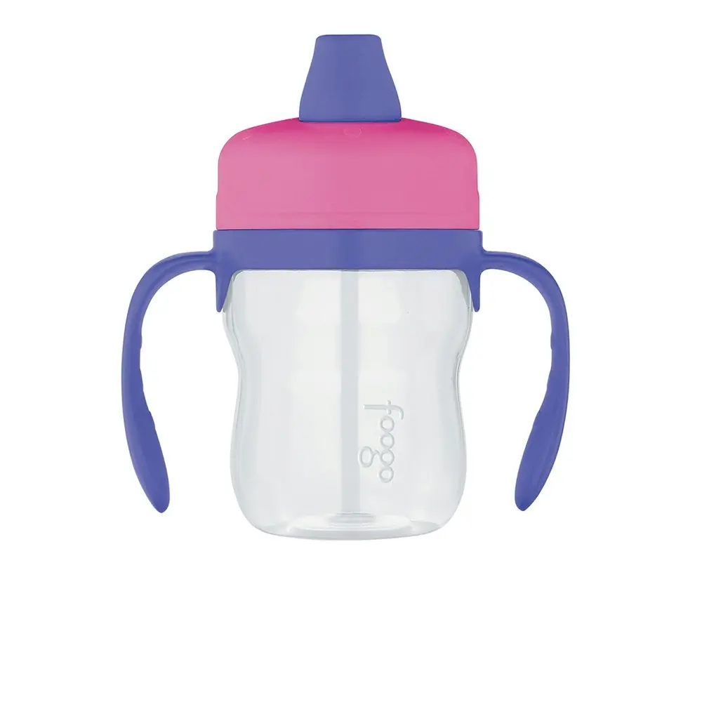 Foogo BPA Free Soft Spout Tritan Plastic Sippy Cup with Handles Pink 235ml - Baby