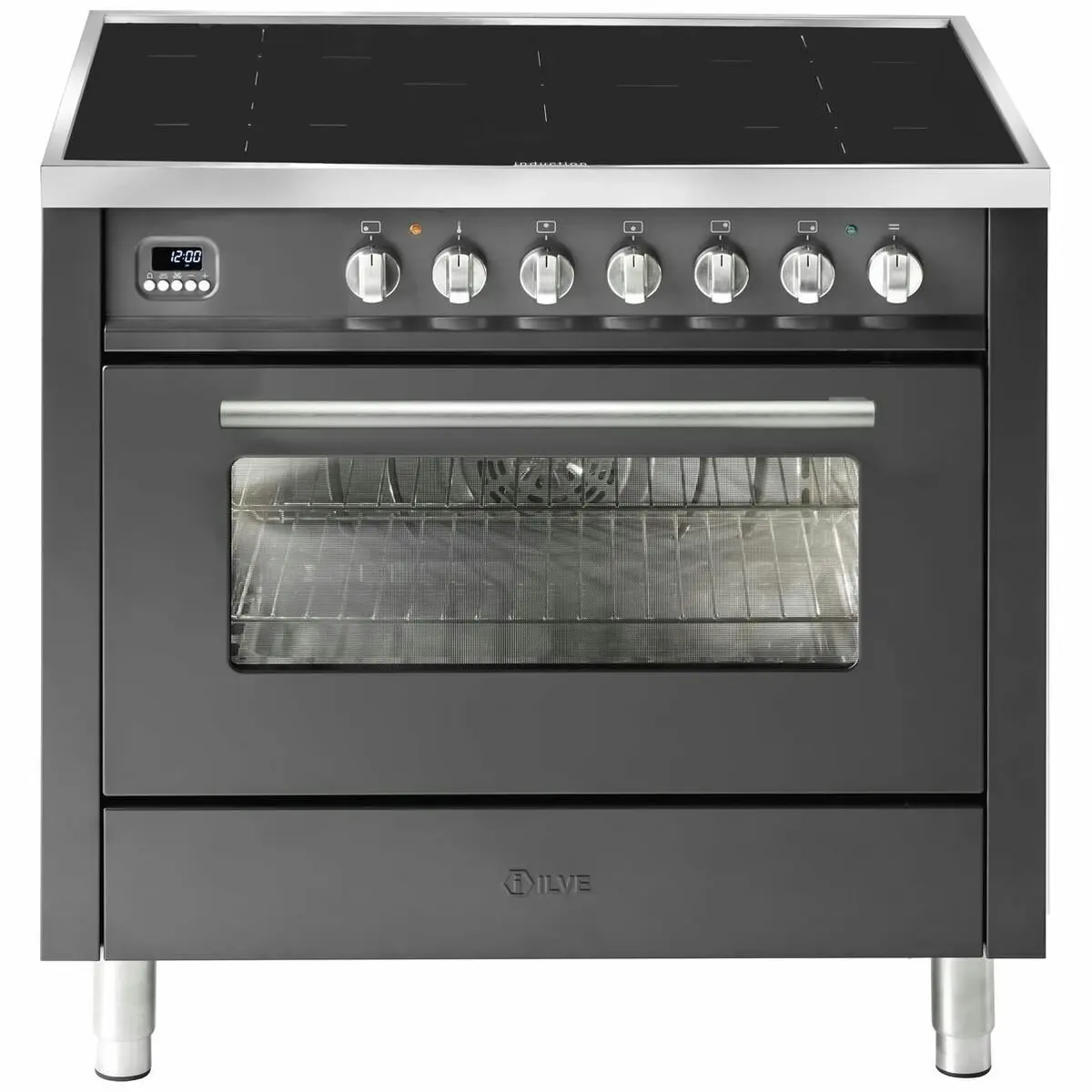 Ilve 90cm Pro-Line Single Electric Oven with Induction Cooktop Graphite