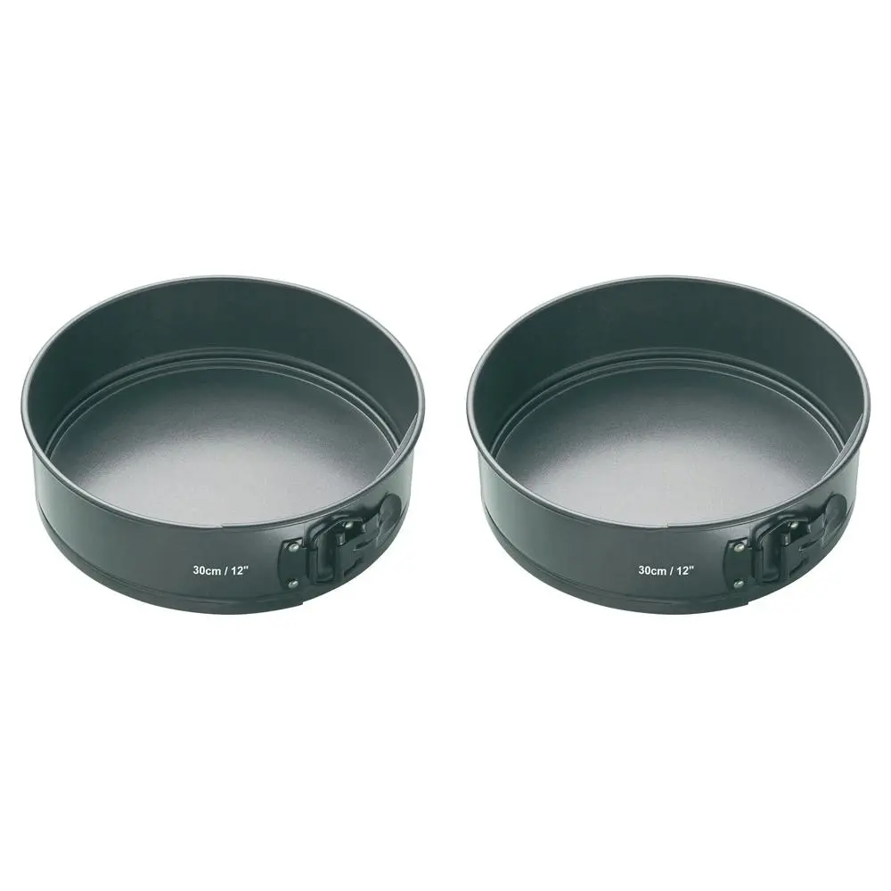 2x MasterCraft 30cm Springform Non-Stick Heavy Base Round Cake Pan Baking Black