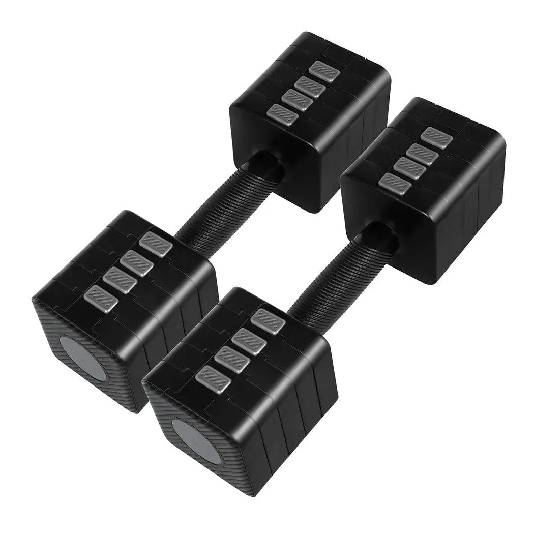 Centra A Pair 2.8kg-10kg Adjustable Dumbbells With Metal Weight Block Set Black