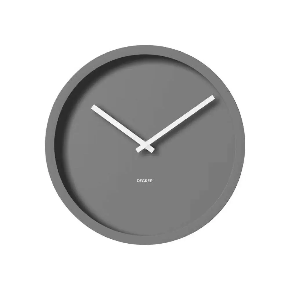 Degree Minimal Clock Steel Home Office Decor Quartz Wall Mounted Grey Round 30cm - Home & Garden